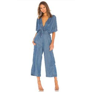 Splendid Blue Denim Desert Batik Tie Waist Romper/Jumpsuit